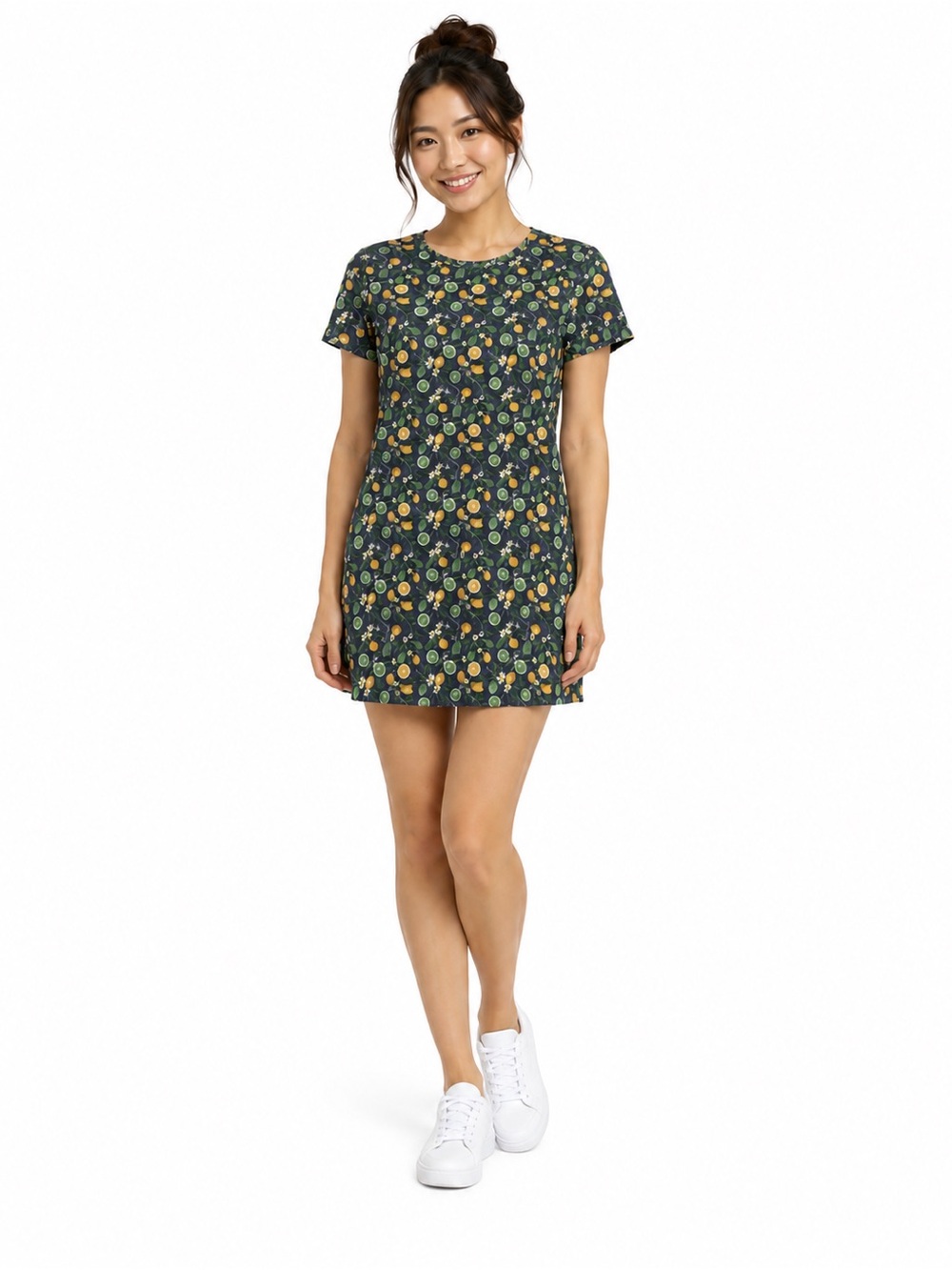 JoFlower Preston Mini T-shirt Dress with Citrus Print Sz M Cotton & Spandex New!